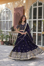 Vastranavya Designer Heavy Sequins & Thread Embroidered work Lehenga Choli - Purple | Grocsy