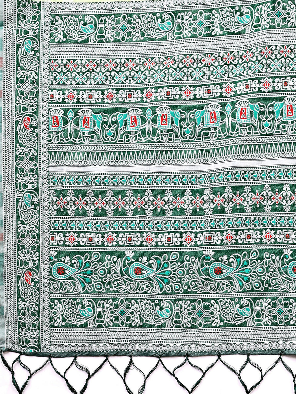 Shree Shyam Fashion Anaya Light Green Linen Cotton Saree | Grocsy
