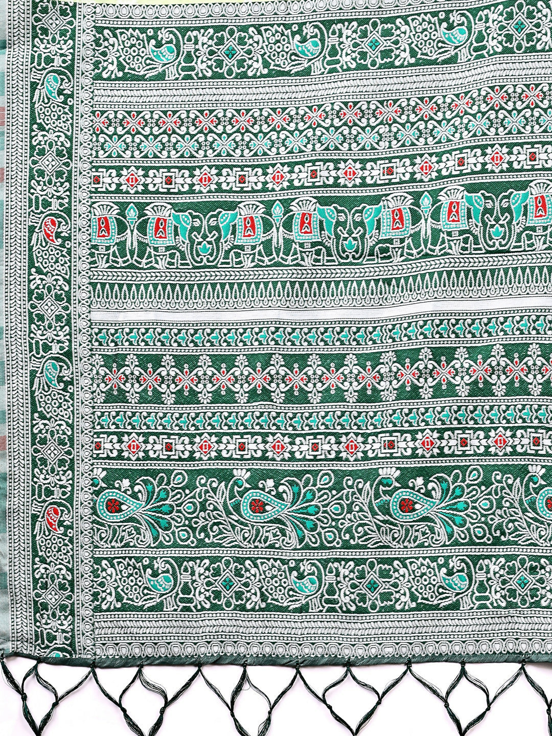 Shree Shyam Fashion Anaya Light Green Linen Cotton Saree | Grocsy