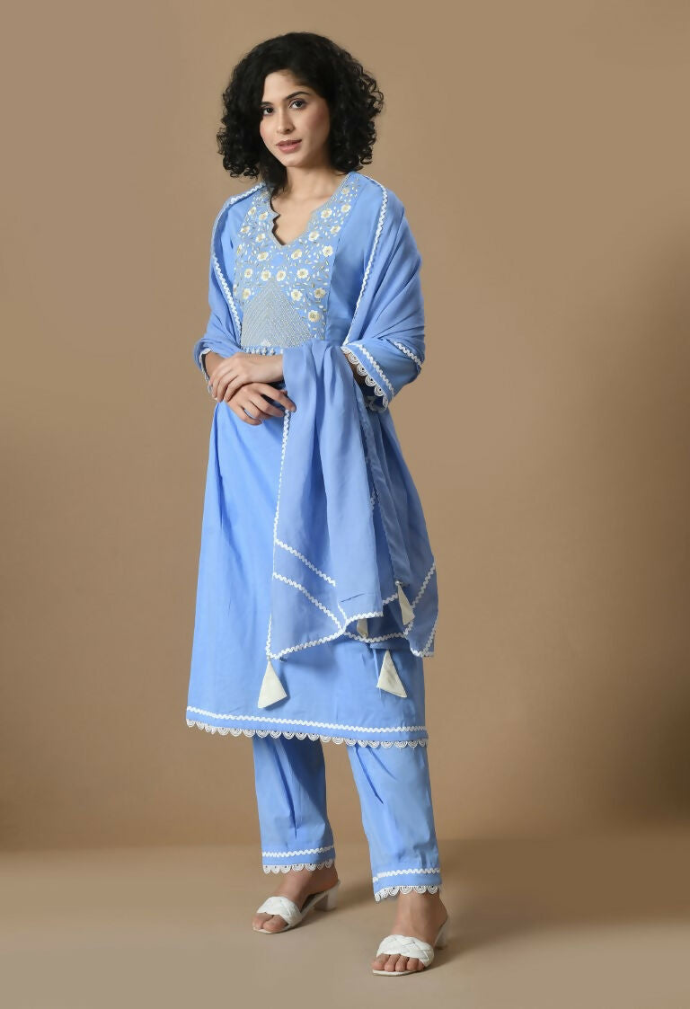 Joban Fashion L.Blue Cotton Kurta Set | Grocsy