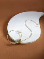 Gold-Polished White Green Kundan-Studded Pearl Beaded Nosepin - Ruby Raang | Grocsy