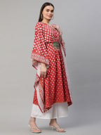 Ahalyaa Women Maroon Crepe Digital Printed Flared Sleeve Kaftan Kurta | Grocsy