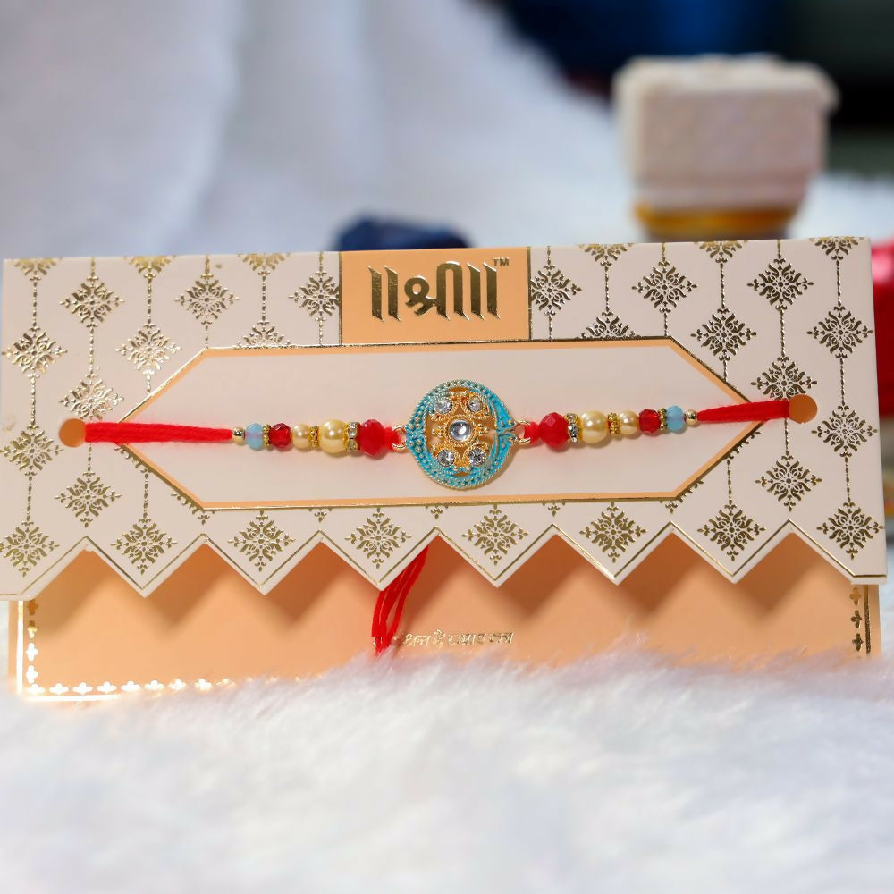 Indianvibez Kundan Work With Stone Fancy Desginer Rakhi | Grocsy