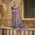 Purple Gajji Silk Diamond With Handwork Saree With Unstitched Blouse - Norita Gajri | Grocsy