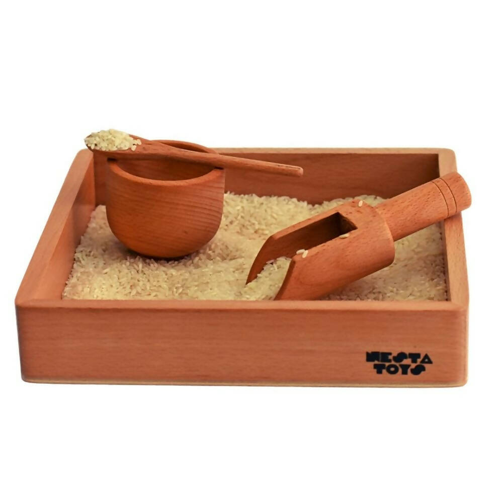 Nesta Toys Sensory Wooden Toy Set with Montessori Tray - Beech Wood | Grocsy
