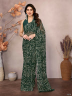 Partywear Designer Georgette Green Fancy Saree - Durga | Grocsy
