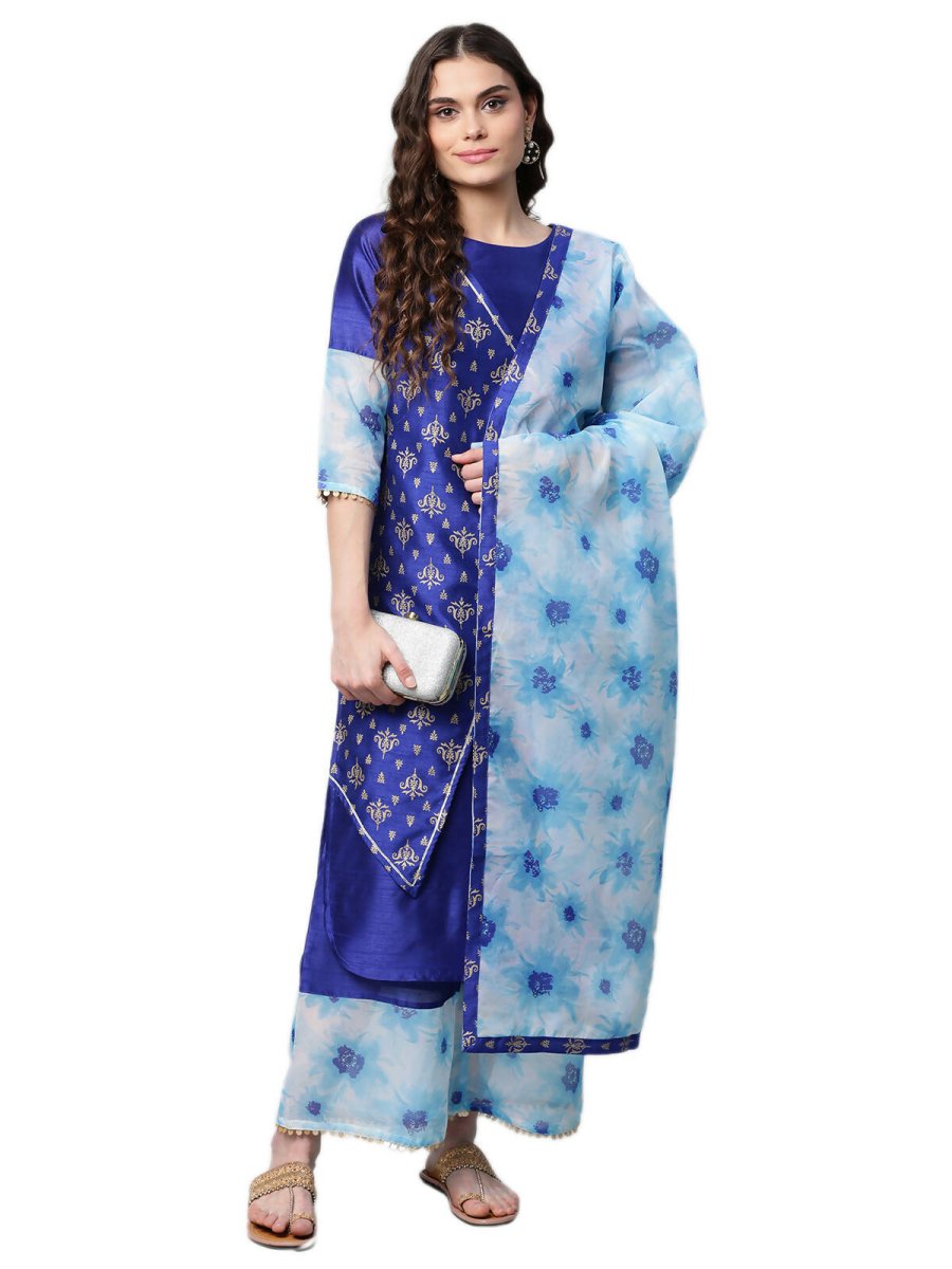 Ahalyaa Women's Traditional wear Kurta Set - Royal Blue | Grocsy