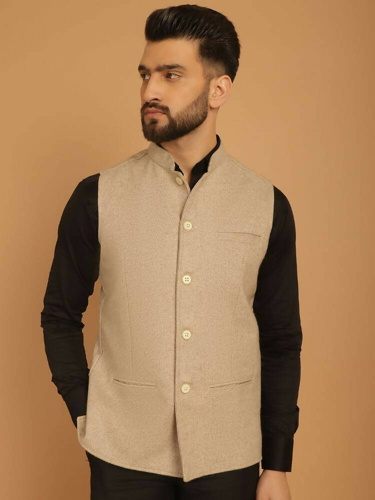 Even Apparels Pure Wool Nehru Jacket - Off White | Grocsy