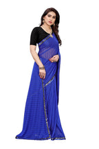 Vamika Blue Malai Silk Printed Saree (Zigzag Blue) | Grocsy