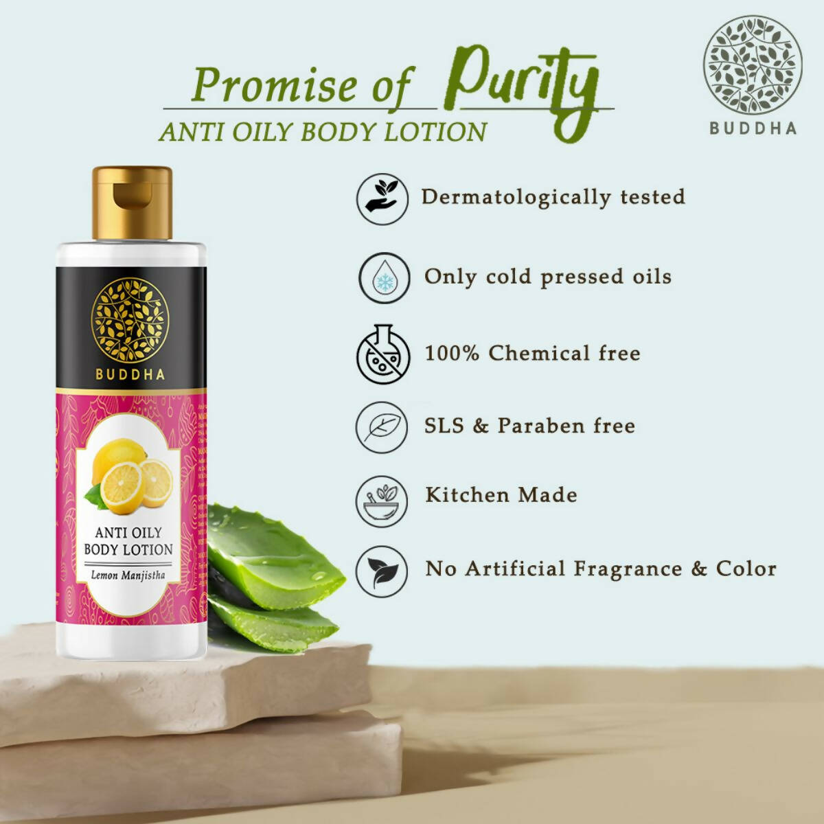 Buddha Natural Anti Oily Body Lotion - Helps To Balance The Skin's Natural Oil Levels | Grocsy