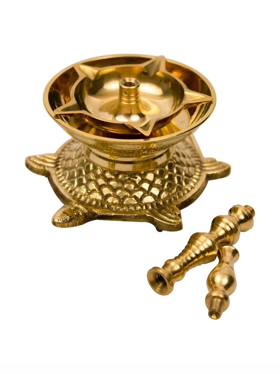 Spillbox Gold-Toned Brass Kachua Fancy Diya Pooja Essential | Grocsy