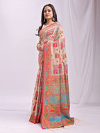 Shree Shyam Fashion Vastraloom Off White Linen Cotton Saree | Grocsy