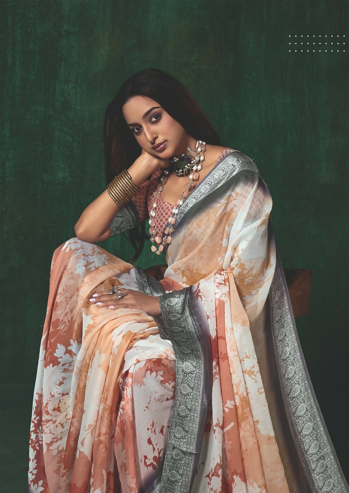 Joban Fashion Dola Silk With Zari Border Shaded Multi Color Work Saree | Grocsy