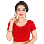 Vamika Red Lycra Plain Blouse | Grocsy