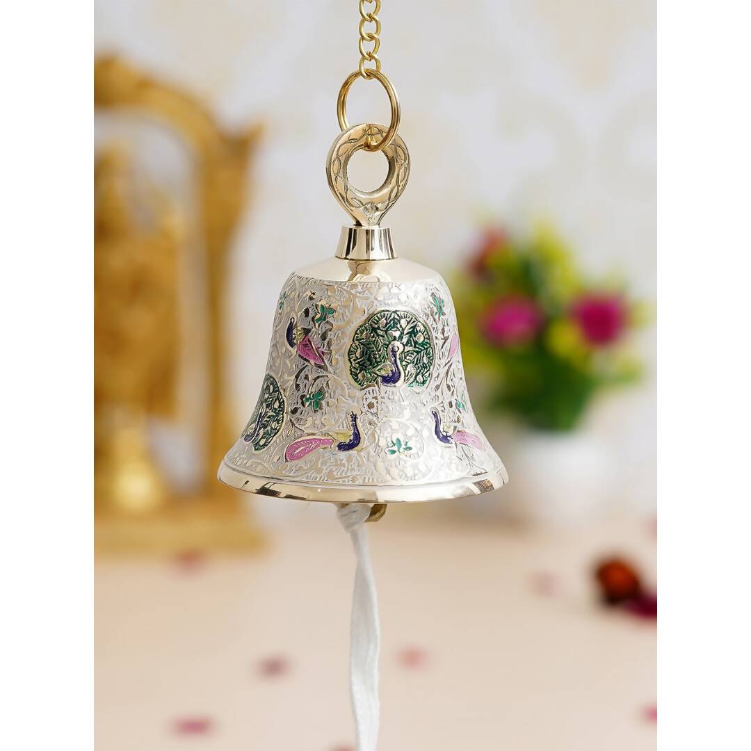 eCraftIndia Multicoloured Brass Hanging Pooja Bell Showpieces | Grocsy
