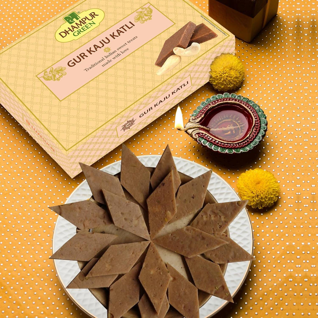 Dhampur Green Gur Kaju Katli | Grocsy