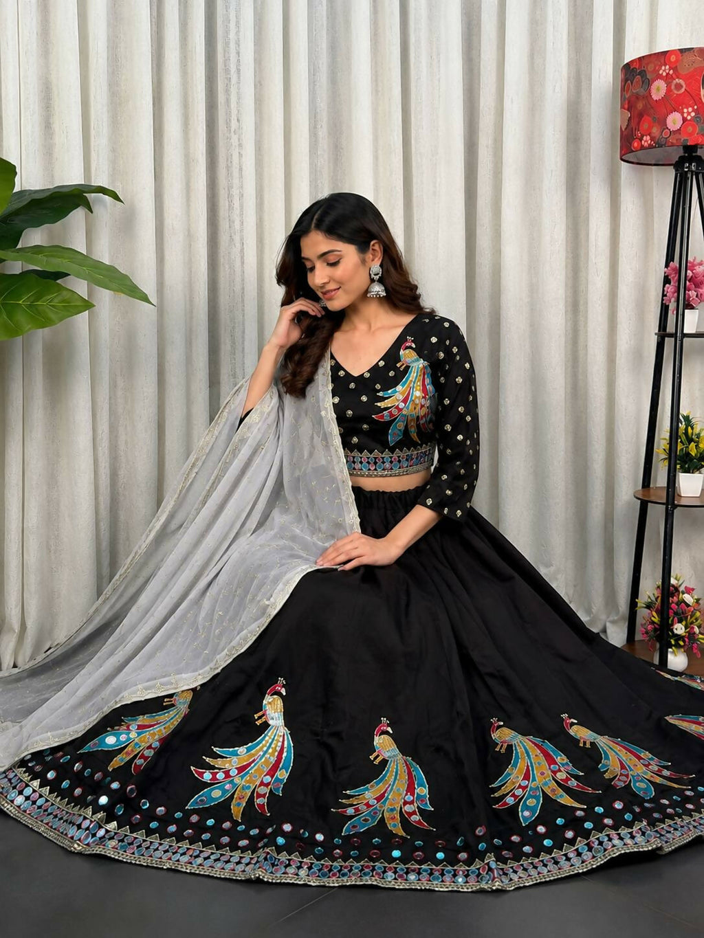 Lehenga Mart Black Designer Navratri Lehenga Choli for Women | Grocsy