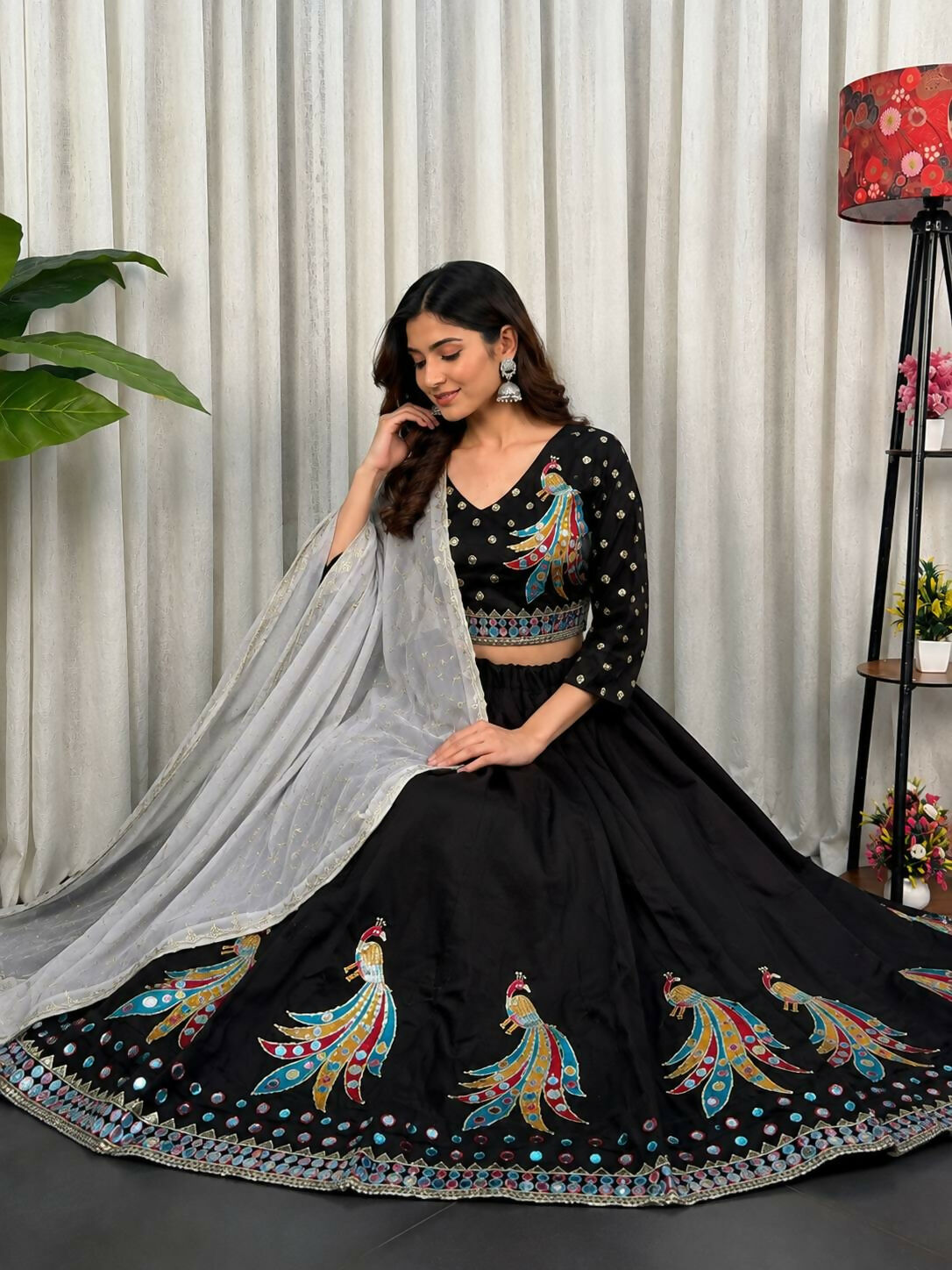 Lehenga Mart Black Designer Navratri Lehenga Choli for Women | Grocsy