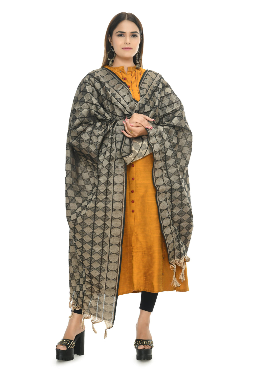 Mominos Fashion Moeza Handloom Black Color Cotton Dupatta | Grocsy
