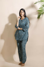 Breathables Abstract Green Cotton Kurta & Pant Co-Ord Set | Grocsy