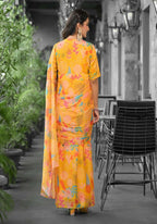 stylish Casual Yellow Imported georgette Ready to Wear Fancy Saree - Ashwini | Grocsy