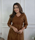 Miravan Womens Brown Floral Printed Angrakha Style Kurta With Palazzo | Grocsy