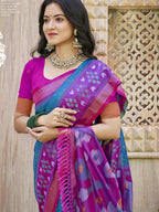 Shree Shyam Fashion Pochampalli Silk Sea Green Saree | Grocsy