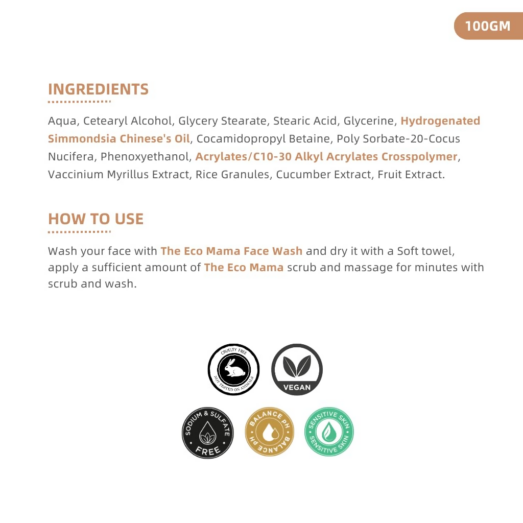 The Eco Mama Rice Granules With Cucumber Face Scrub | Grocsy