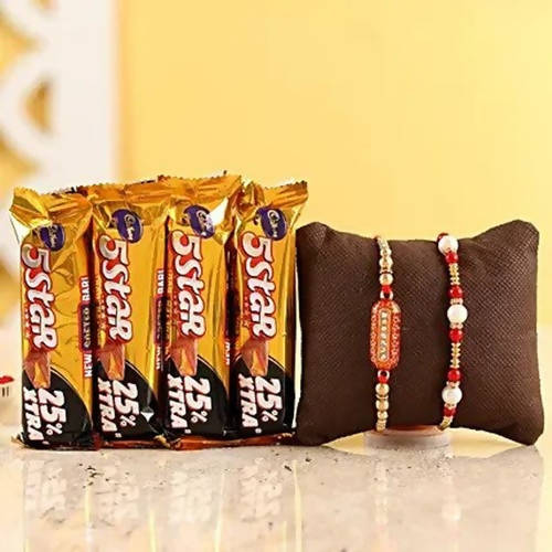 Pearl & Capsule Rakhi With 5 Star | Grocsy