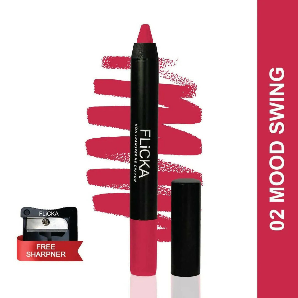FLiCKA Lasting Lipsence Crayon Lipstick 02 Mood Swing - Dark Pink | Grocsy