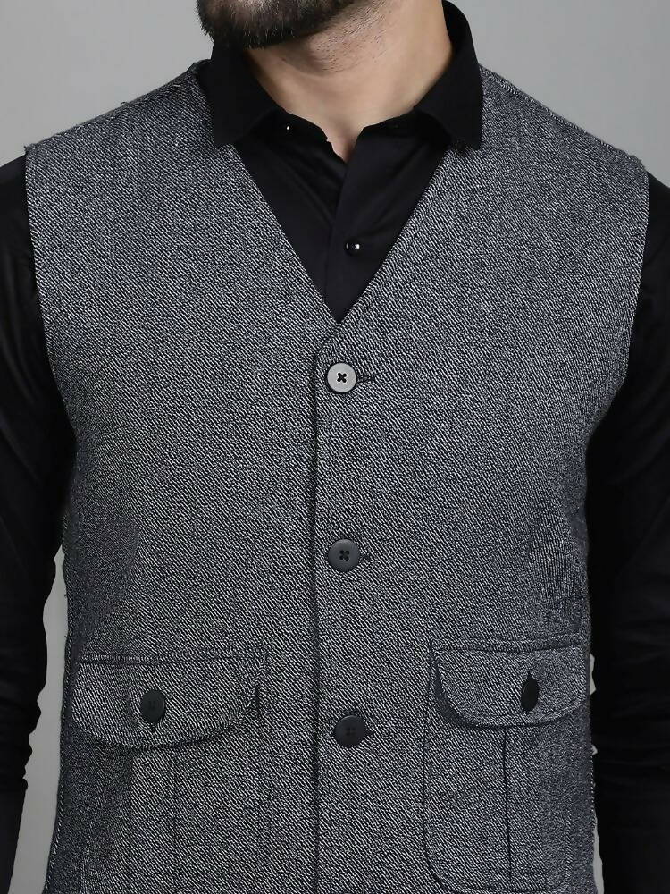 Even Apparels Solid Waistcoat - Grey | Grocsy