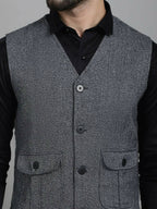 Even Apparels Solid Waistcoat - Grey | Grocsy