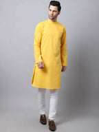 Even Apparels Yellow Pure Cotton Men's Kurta With Side Placket | Grocsy