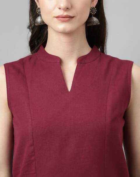 FIORRA Women's Maroon Rayon Silk A-Line Kurta Set | Grocsy