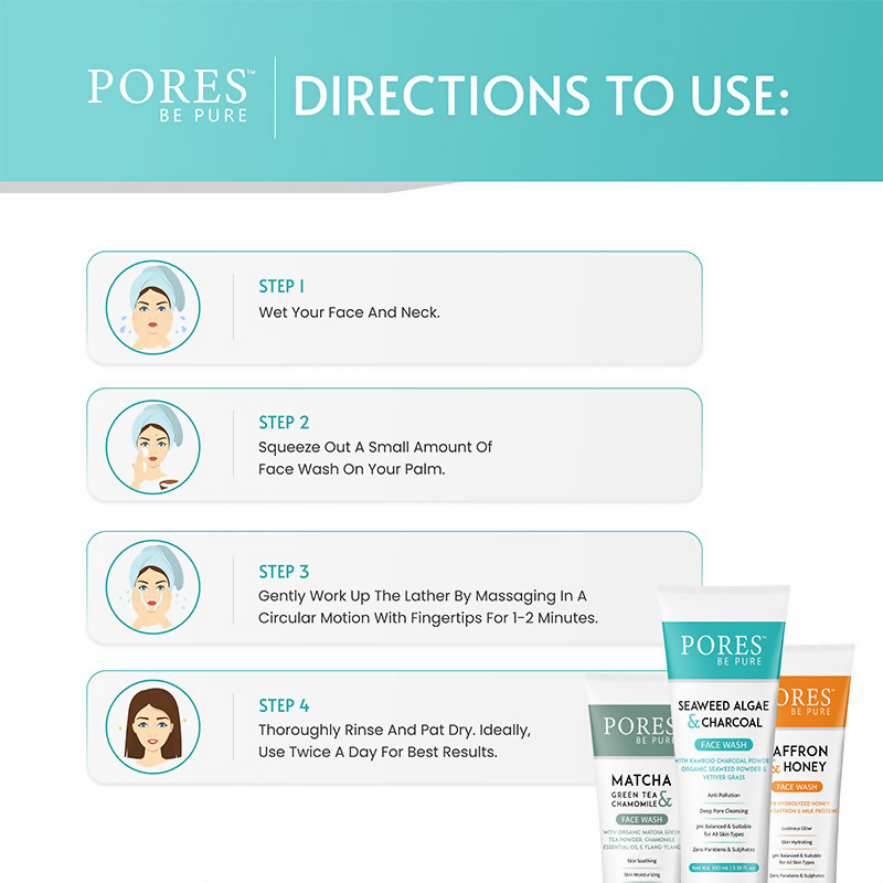 Pores Be Pure Charcoal Face Wash With Seaweed Algae | Grocsy