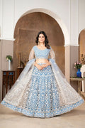 Eilara Praiseworthy Sky Blue Embroidered Lehenga Choli | Grocsy
