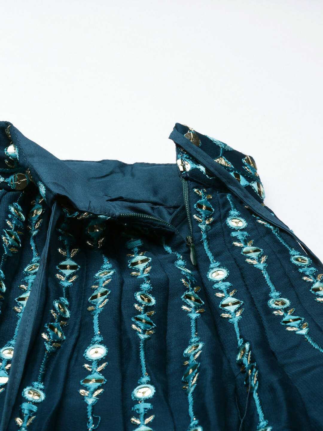 House of Panchhi Women Teal Georgette Sequins Work Lehenga & Blouse with Dupatta | Grocsy