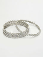 NVR Women's Set of 4 Silver-Plated CZ Stone-Studded Handcrafted Bangles