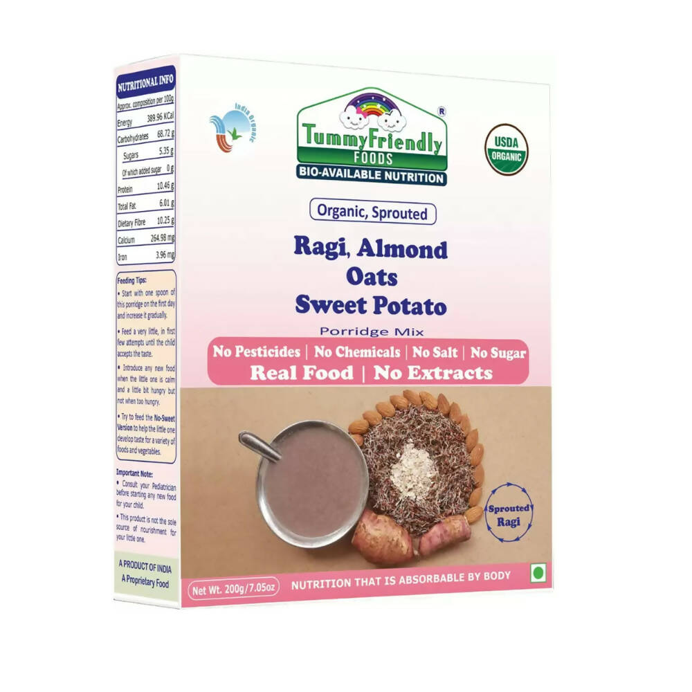 TummyFriendly Foods Stage3 Sprouted Ragi, Brown Rice, Oats, Sathu Maavu, Pulses, Vegetables & Fruit Porridge Mixes For 8 Months | Grocsy
