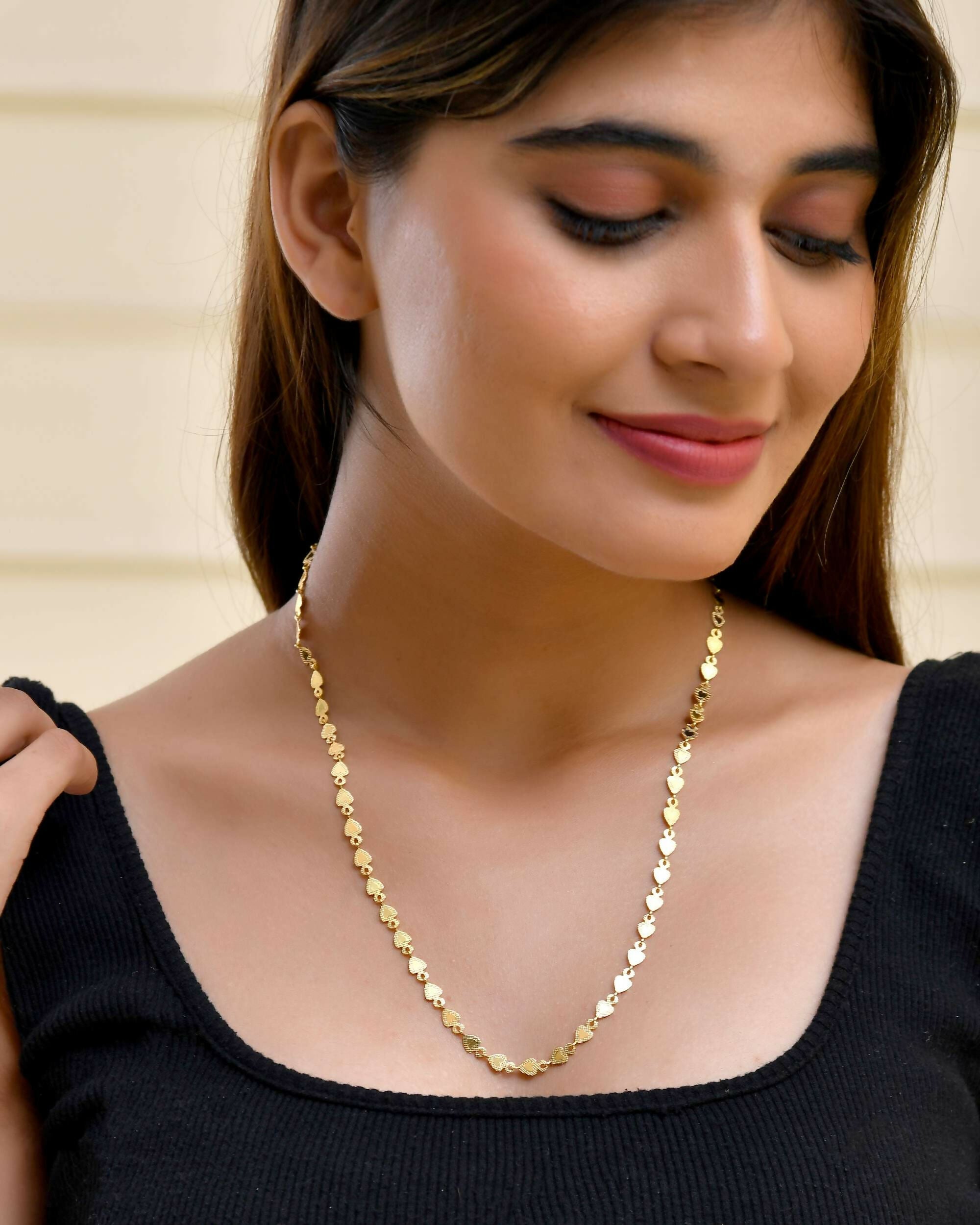 VOJ Gold-Polished Heart Shaped Chan for Women | Grocsy