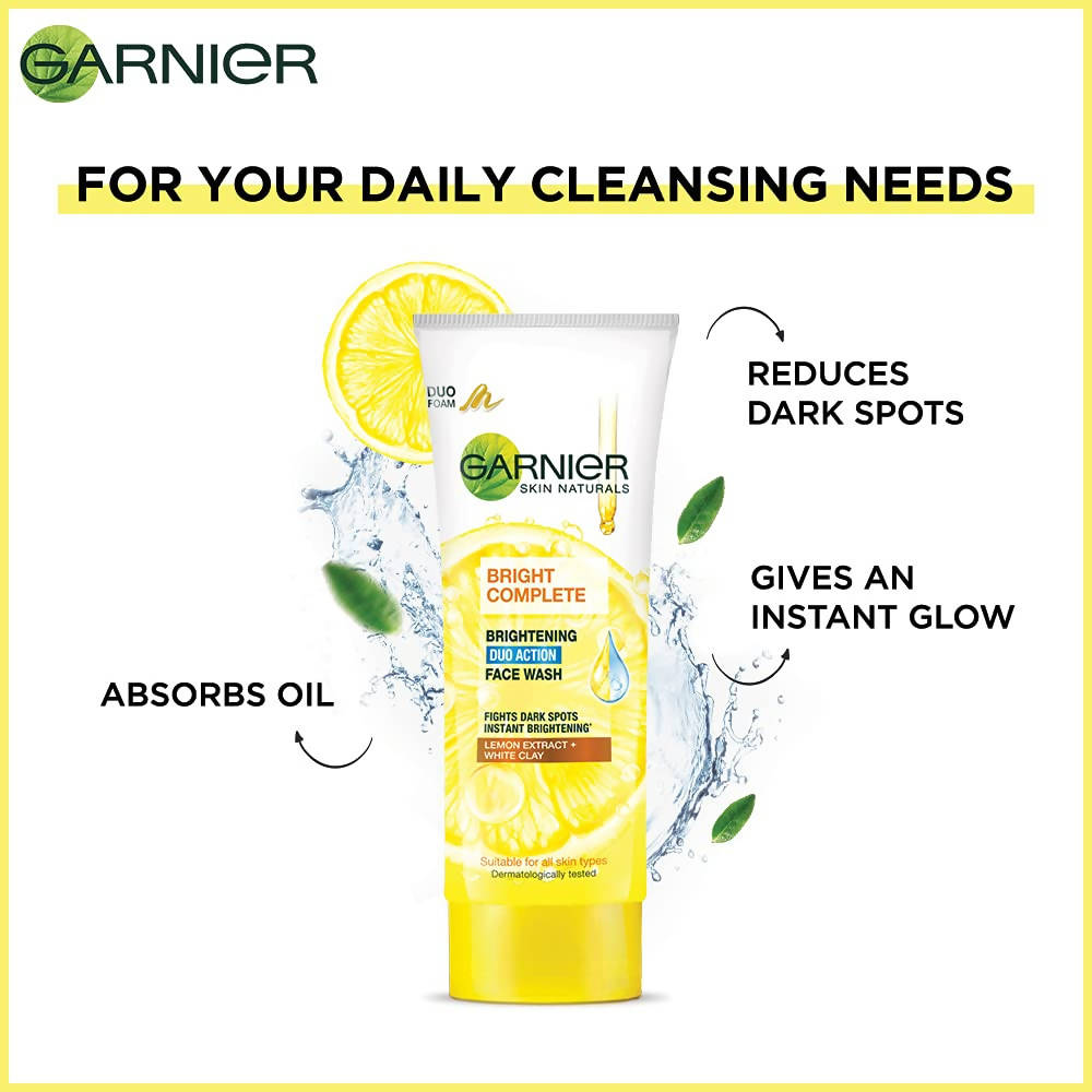 Garnier Bright Complete Brightening Duo Action Face Wash | Grocsy