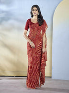 Maroon Georgette Designer Printed Ready to Wear Saree - Samyana | Grocsy