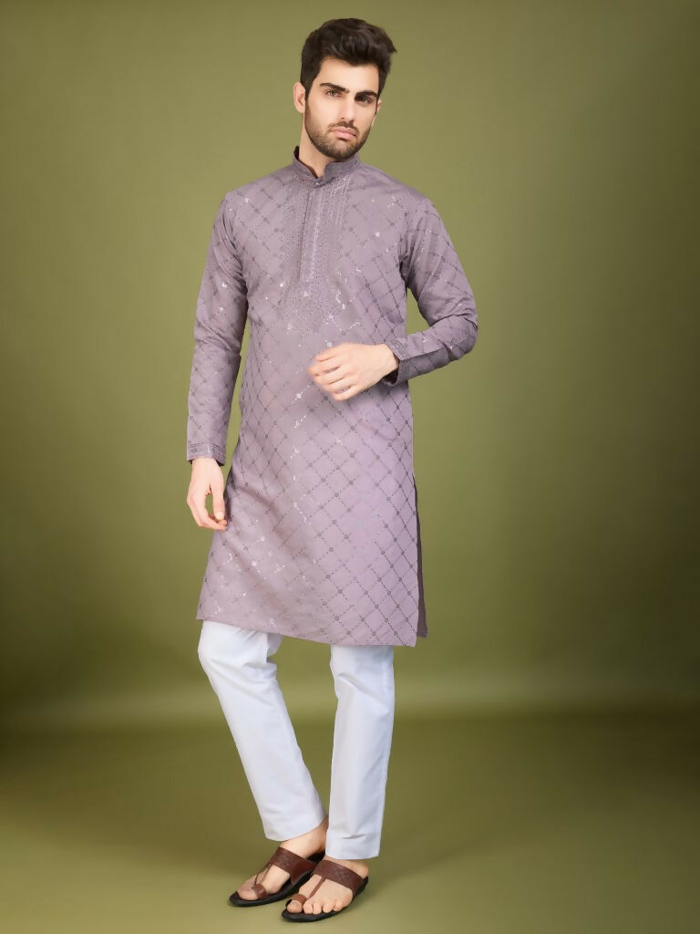 Vastranavya Dusty Peach Exclusive Festival Wear Viscose Silk Thread with Sequence Embroidered Work Kurta with Dupatta | Grocsy