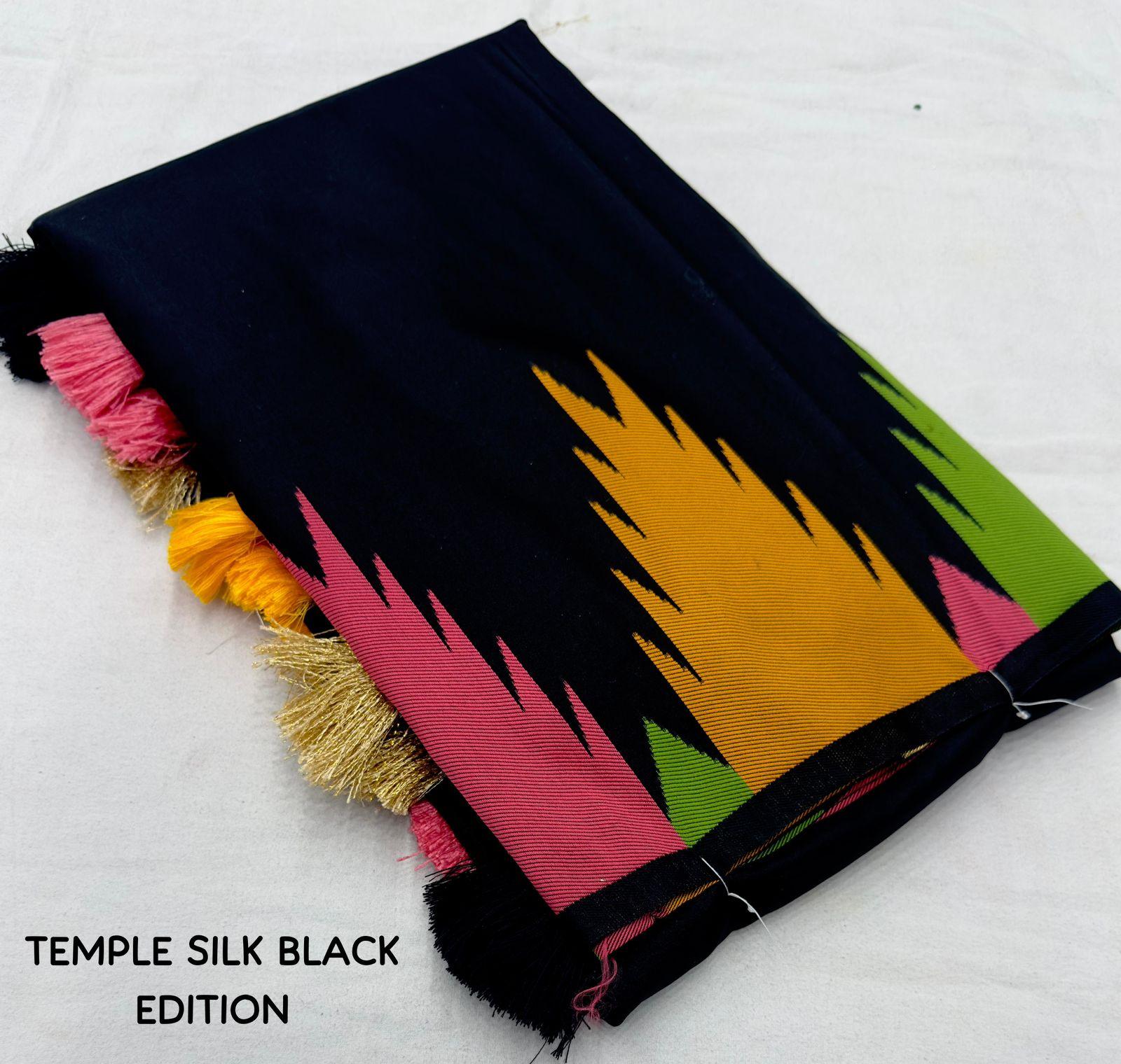 Black Polycotton Woven Design Saree with Unstitched Blouse - Hiral Fashion | Grocsy