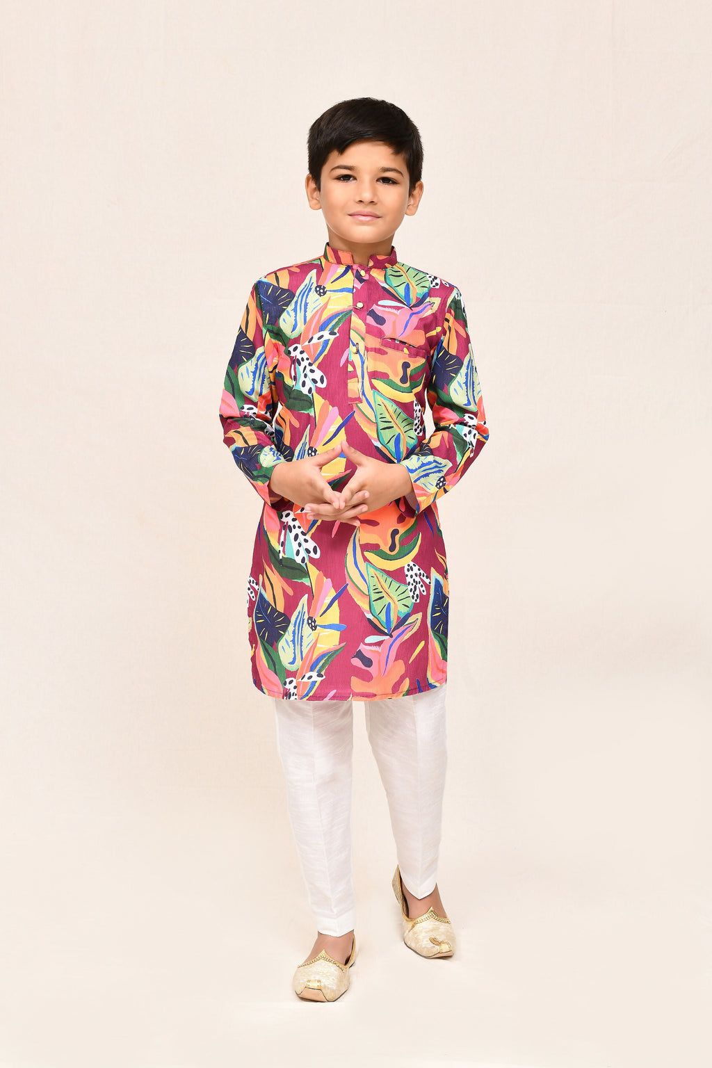 Joban Fashion Cotton Silk Multicolor Kurta With Straight Fit Pant | Grocsy