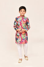 Joban Fashion Cotton Silk Multicolor Kurta With Straight Fit Pant | Grocsy