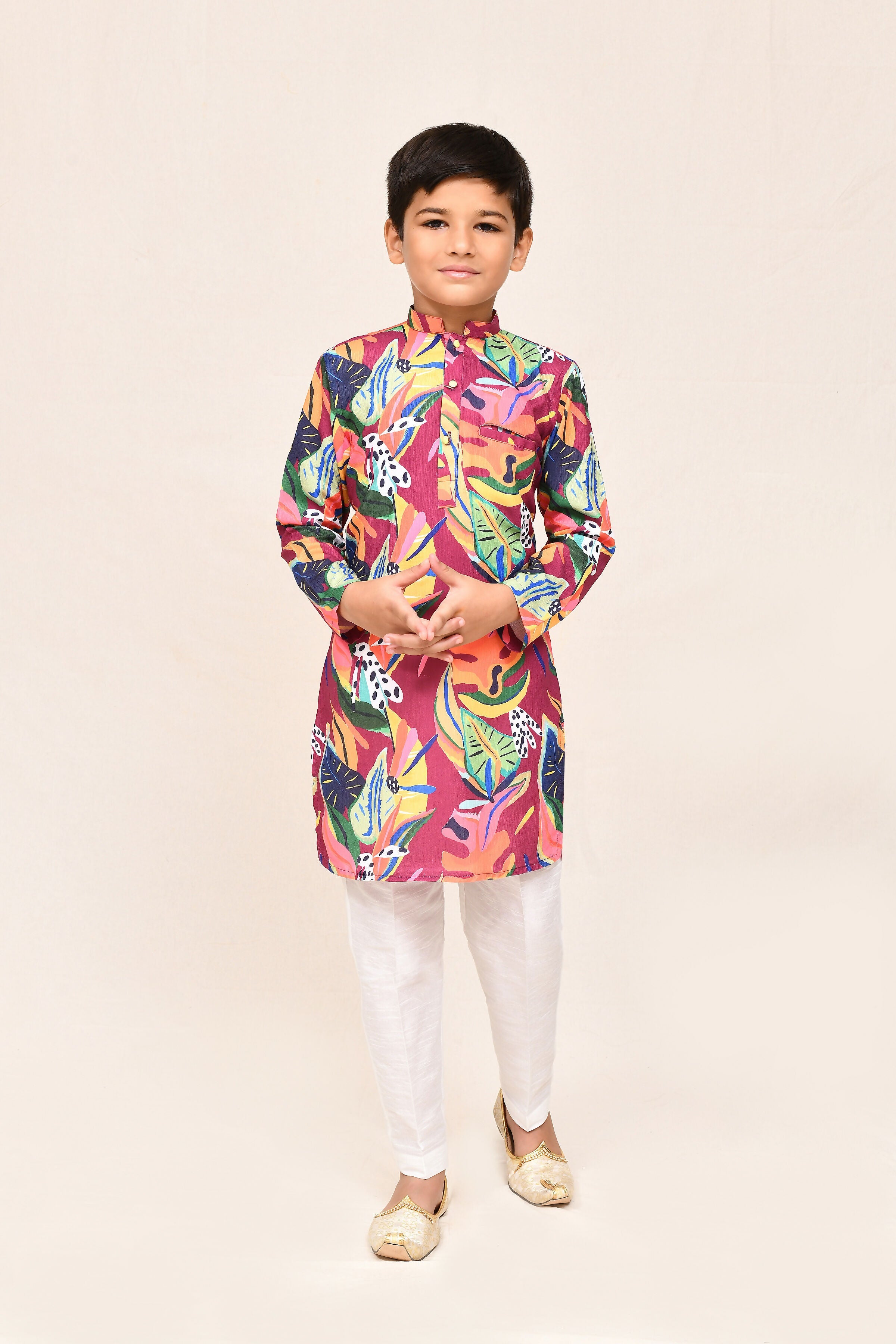 Joban Fashion Cotton Silk Multicolor Kurta With Straight Fit Pant | Grocsy