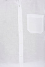 Ramraj Cotton Mens Cotton Linen Half Sleeve White Shirt | Grocsy