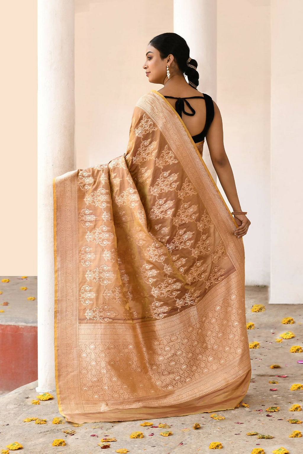 Joban Fashion Olive Pure Katan Pure Handloom Banarasi Silk Saree | Grocsy