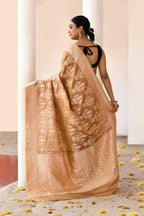 Joban Fashion Olive Pure Katan Pure Handloom Banarasi Silk Saree | Grocsy